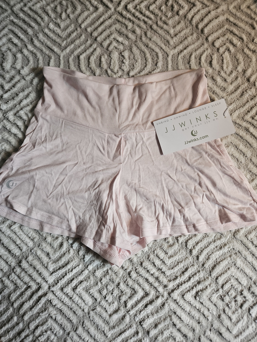 Wink Ribbed Waistband Lounge Shorts - Pale Pink